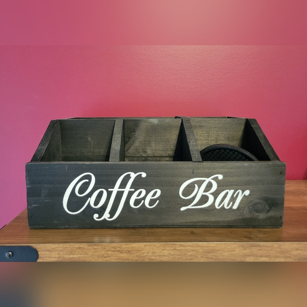 Black Coffee Bar Organizer for Countertop